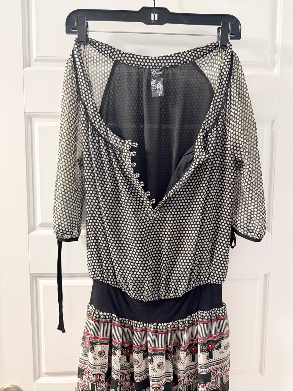 Guess Black and White Printed Mini Dress